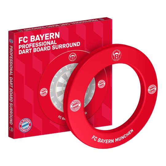 Prémiový prostorový terč pro šipky Bulls FC Bayern Mnichov Abgebildet ist das Bulls FC Bayern München Premium Dartboard Surround. Die Dartboard-Umrandung ist im Stil des FC Bayern München gestaltet.