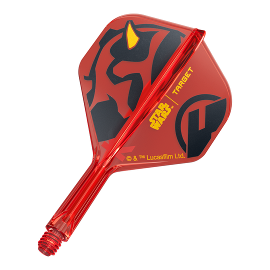 Target Star Wars K-Flex Darth Maul No2 Standard Flights Das Bild zeigt den Artikel 410523_Target_StarWars_KFlex_DarthMaul_No2_Standard_Flights_Short_19mm_1. Es handelt sich vermutlich um kurze Dart-Flights mit Star Wars Darth Maul Design.