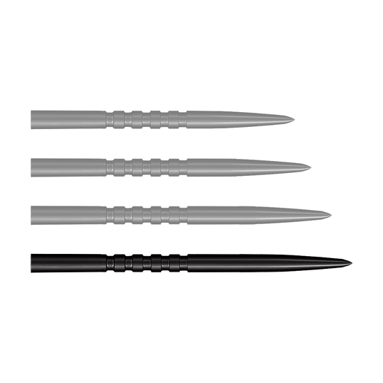 Ocelové hroty šipek Shot Grip Point - černé Ein Bild zeigt ein Produkt mit dem Namen SM3823_Shot_Grip_Point_Steeldartspitzen_Schwarz_45mm_1. Das Produkt ist wahrscheinlich eine Dartspitze in schwarzer Farbe.