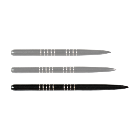 57743_Bulls_GP1_Steeldartspitzen_Schwarz_42mm_1nQbPgGPWZxieR Das Bild zeigt drei schwarze Steeldartspitzen des Modells "Bulls GP1". Die Spitzen haben silberne Rillen zur besseren Griffigkeit.