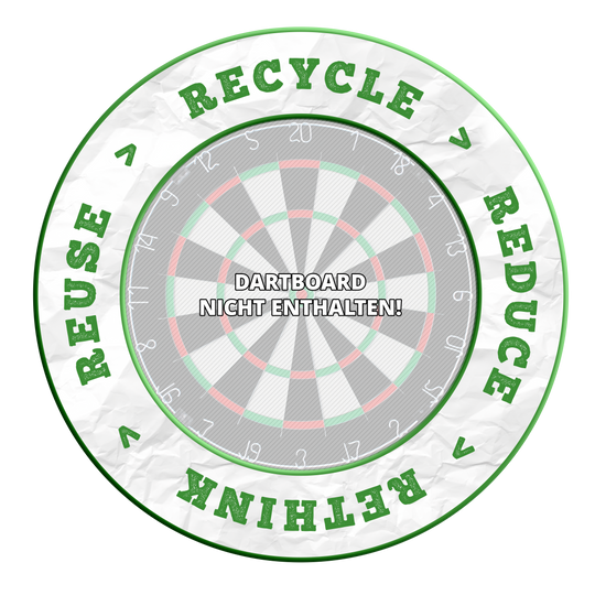 McDart Recyklace Snížení Přehodnocení Znovupoužití Obložení terče Zu sehen ist ein Produkt mit dem Dateinamen DBS-RRRR4_Surround_Recyle_Reuse_Reduce_Rethink_Grn_1. Es liegen keine zusätzlichen Informationen dazu vor.