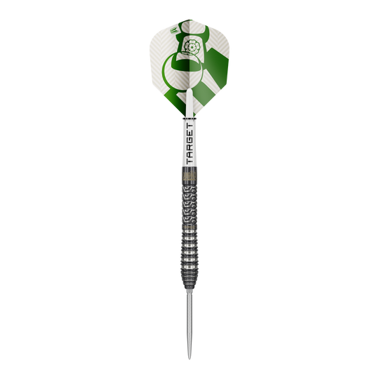Ocelové šipky Target Charlie Manby Swiss Points Zu sehen ist Target Charlie Manby Swiss Points Steeldarts. Das Bild präsentiert einen einzelnen Dart aus dem Set.