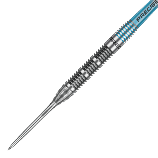 Abgebildet sind Precise 180 Bela Schugmann Double Dipper V1 Steeldarts. Die Darts eignen sich für anspruchsvolle Spieler.