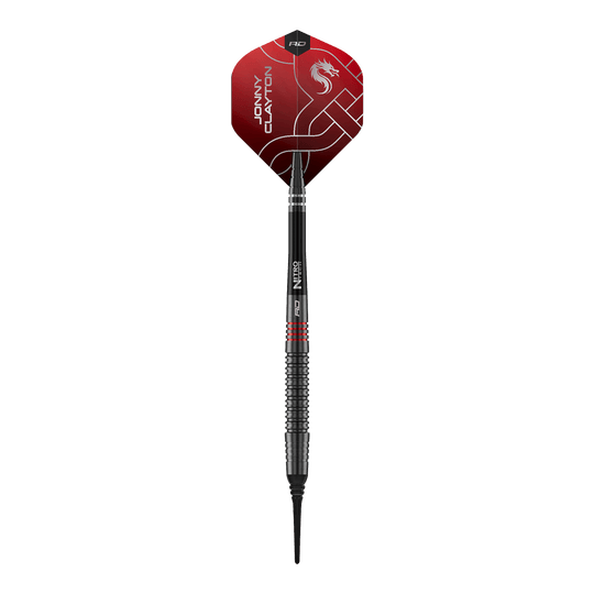 Měkké šipky Red Dragon Jonny Clayton RD-ADV - 18g Das Bild zeigt die Red Dragon Jonny Clayton RD-ADV Softdarts - 18g. Ein einzelner Softdart wird von oben präsentiert.