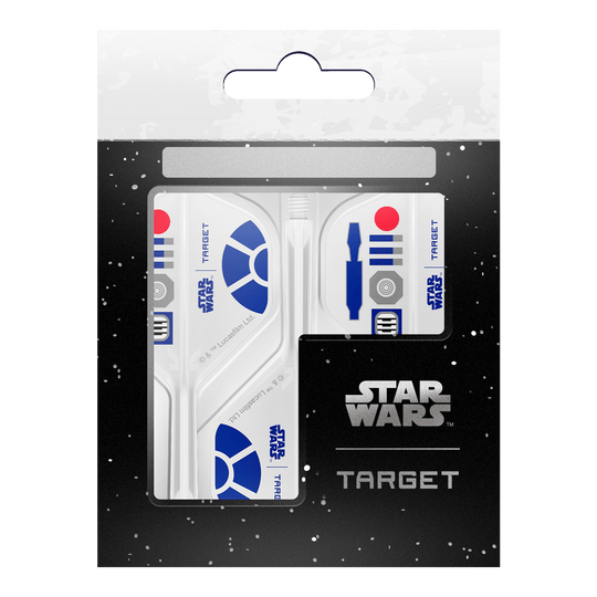 Target Star Wars K-Flex R2D2 No2 Standard Flights werden dargestellt. Diese Dartflights haben ein Star Wars Design mit R2D2 als Motiv.