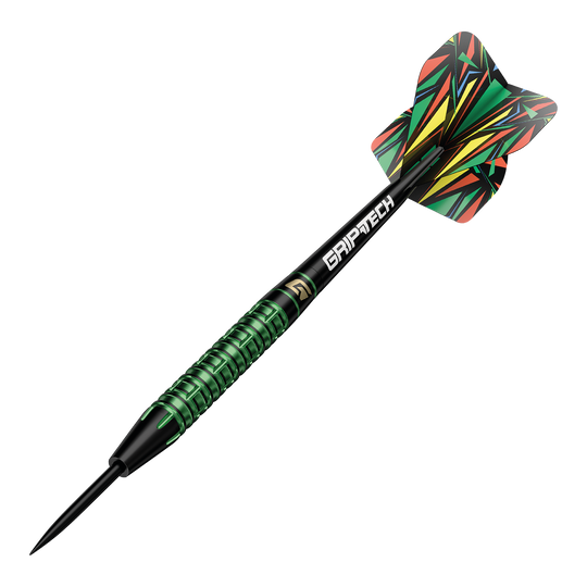 Šipky GOAT Athlete Green Tungsten Steel Auf dem Bild sind die GOAT Athlete Green Tungsten Steeldarts zu sehen. Es handelt sich um hochwertige Steeldarts mit grünem Akzent.