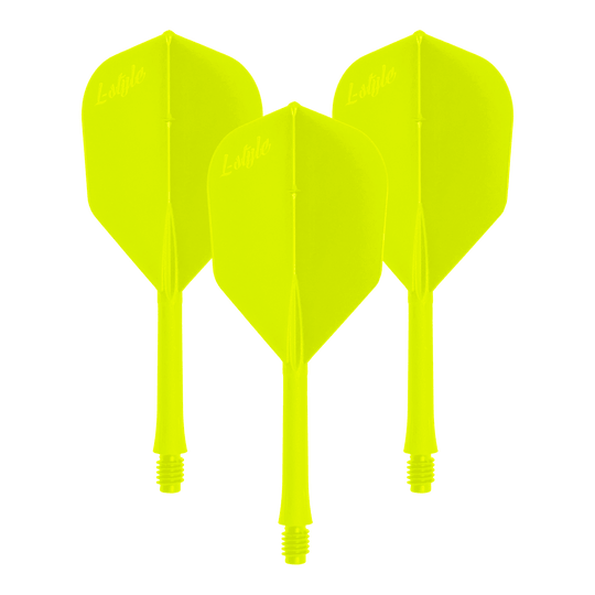 Dieses Bild präsentiert einen Dart-Flug in Neon-Gelb. Gezeigt wird der Artikel 'LSF-906_L-Style_BarFlight_NeonGelb_1Set'.