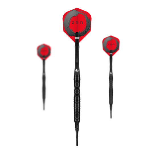 Šipky Shot ZEN Scallop Soft - 20g Hier ist ein Set Shot ZEN Scallop Softdarts mit je 20 Gramm gezeigt. Das Set beinhaltet mehrere Softdarts in ansprechendem Stil.