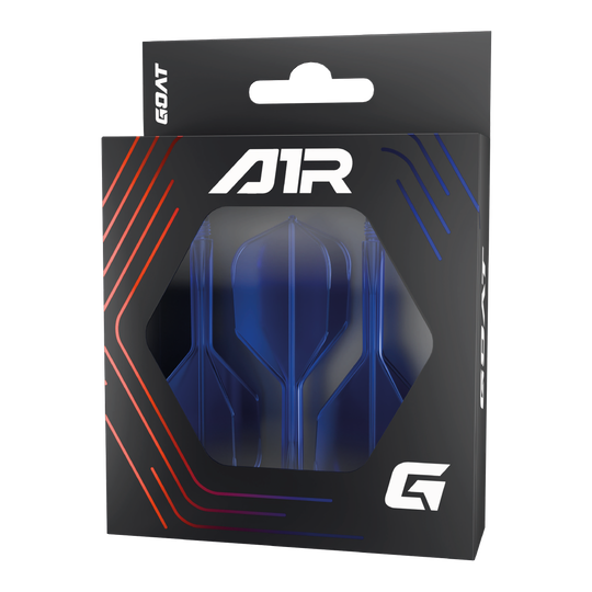 Systém letmých hřídelí GOAT A1R No6 - modrý Die Abbildung zeigt das Produkt "GOAT A1R No6 Flight-Shaft-System - Blau" in seiner Verpackung. Im Inneren sind blaue Dart-Flights und -Schäfte sichtbar.