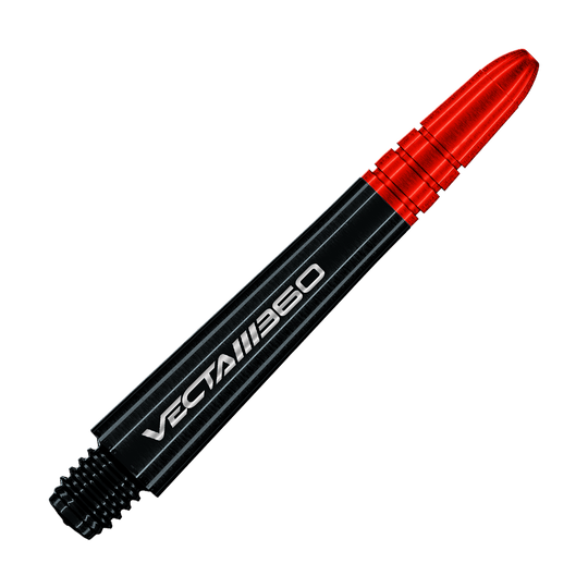 Násadky Winmau Vecta Blade 360 - černé Das Bild zeigt Winmau Vecta Blade360 Shafts in Schwarz mit einer Länge von 40 mm. Die Shafts werden aus einer anderen Perspektive präsentiert.