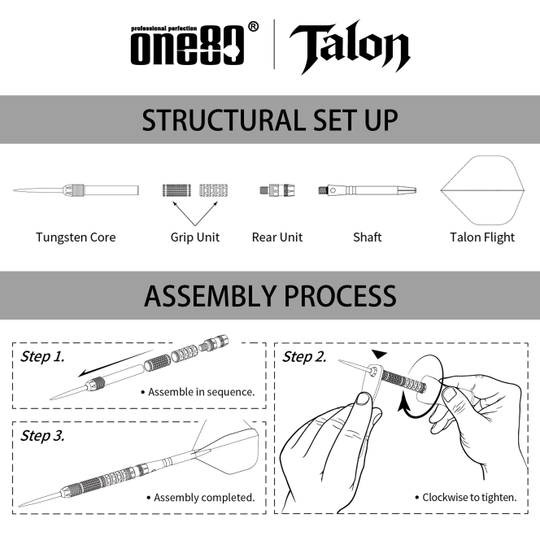 Ocelové šipky One80 Talon T1 Abgebildet sind die One80 Talon Steeldarts. Diese Darts bieten eine hochwertige Verarbeitung und ein modernes Design.