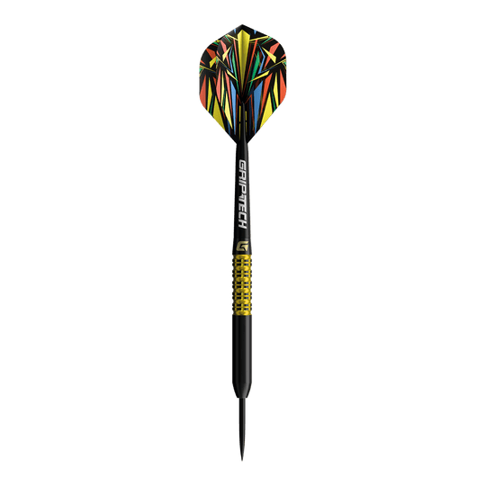 Šipky GOAT Athlete žluté wolframové oceli Zu sehen ist ein gelber Tungsten-Steeldart. Die Bezeichnung im Dateinamen lautet 'GD7000770 GOAT Athlete Yellow Tungsten Steeldarts 1'.