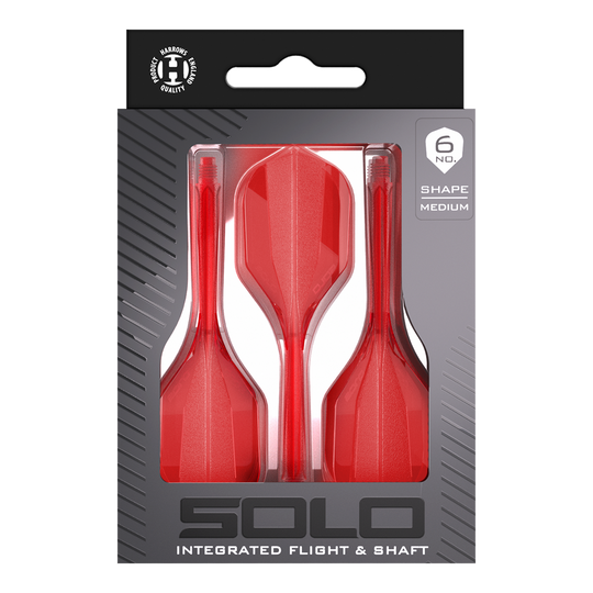 Systém letmých hřídelí Harrows Solo No6 - červený Das Bild zeigt das Harrows Solo No6 Flight-Shaft-System in Rot. Es ist eine Kombination aus Flight und Schaft für Darts.