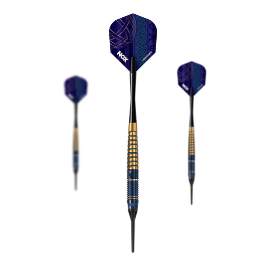 Šipky Harrows Nox Premium Brass měkké Hier sind die Harrows Nox Premium Brass Softdarts abgebildet. Diese Pfeile sind für Softdart geeignet und bieten gute Qualität.