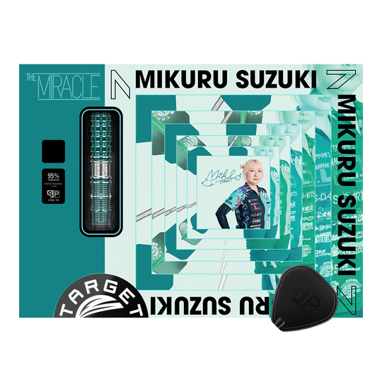 Ocelové šipky Target Japan Mikuru Suzuki The Miracle GEN7 Swiss Point - 23g Hier sieht man Target Japan Mikuru Suzuki The Miracle GEN7 Swiss Point Steeldarts - 23g. Die Steeldarts beeindrucken durch ihre Form und Verarbeitung.