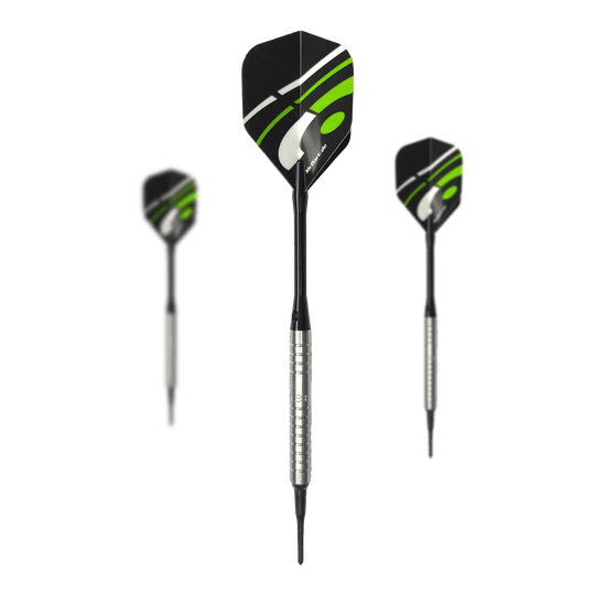 Měkké šipky McDart 85 Tungsten V16 - 16,5 g Mehrere McDart 85er Tungsten V16 Softdarts - 16,5g sind als Set dargestellt. Die Details sind klar zu erkennen.