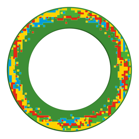 Obložení terče McDart Pixel Das Bild präsentiert das Produkt 'MSF-H3_McDart_Pixel_Dartboard_Surround_Grn_2'. Es handelt sich vermutlich um ein grünes Dartboard-Umrandungszubehör.