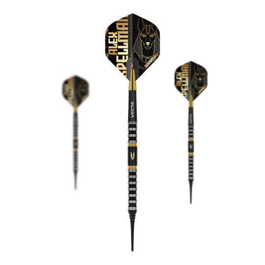 Winmau Alex Spellman Softdarts - 20g Darts abgebildet. Die Darts sind speziell für das Softdart-Spiel entwickelt.