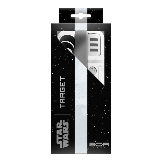 Pouzdro na šipky Target Star Wars Boa – Stormtrooper Zu sehen ist das Target Star Wars Boa Dartcase mit Stormtrooper-Motiv. Das Etui ist praktisch für den Transport und die sichere Aufbewahrung von Darts.