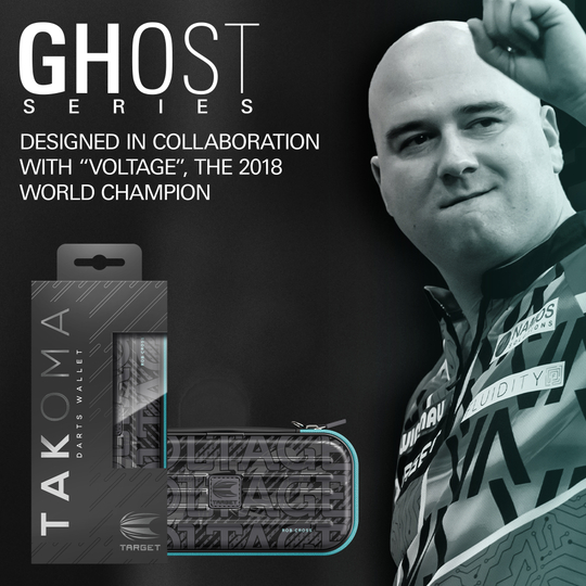 Pouzdro na šipky Takoma Ghost Series Rob Cross Dieses Foto zeigt das Takoma Ghost Series Rob Cross Dartcase. Es bietet sicheren Schutz für Ihre Darts im Stil von Rob Cross.
