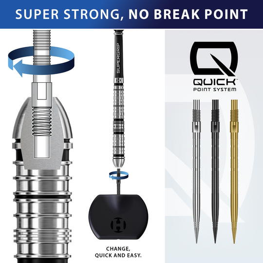 Špičky na šipky Harrows Quick Point Micro Ridge - černé Zu sehen sind Harrows Quick Point Micro Ridge Dartspitzen in Schwarz. Sie bieten eine spezielle Riffelung für einen festen Halt im Dart.