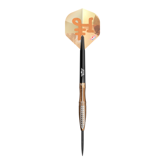 Abgebildet ist Bulls NL Bronzo Flux Steeldarts - 23g. Die Darts sind aus nächster Nähe zu sehen.