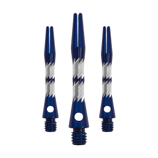 Hliníkové shafty Bulls NL Minor - modré - 33 mm Zu sehen ist ein Set Bulls NL Minor Aluminium Shafts in Blau mit 33 mm Länge. Diese Aluminiumschäfte werden für Darts verwendet.