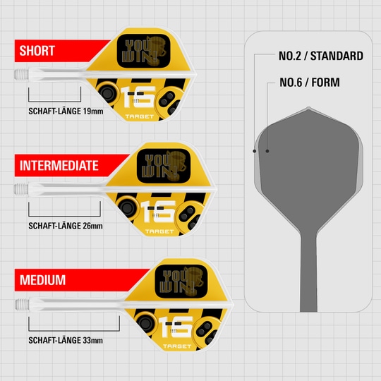 Das Foto zeigt die Target K-Flex You Win No2 Standard Flights. Es sind moderne und widerstandsfähige Dartflights.