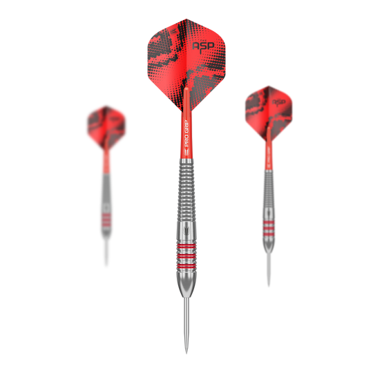 Dieses Bild zeigt das Set der Target Nathan Aspinall Brass Steeldarts - 22g. Das Set eignet sich perfekt für Einsteiger und Fortgeschrittene.