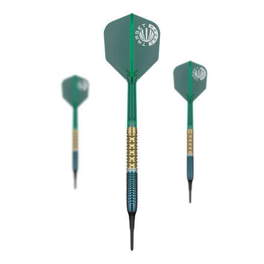 Das Foto zeigt ein Set der Target Japan Prime Series Zenith GEN 2.5 Softdarts mit 20g. Das Set enthält mehrere Darts für ein komplettes Spielerlebnis.