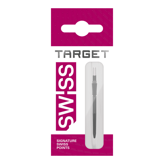 Špičky na šipky Target Elysian Archetype 43 Swiss Point ocelové - černé Auf diesem Bild ist eine schwarze Dartspitze abgebildet. Die Spitze misst 35 mm.