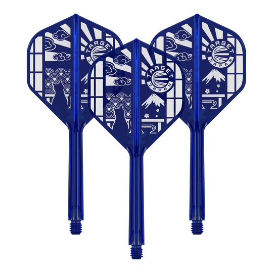 Standardní lety Target Japan K-Flex Blue Limited č. 2 Ein Set von Target Japan K-Flex Blue Limited No2 Flights 33mm wird dargestellt. Das Set zeigt blaue Dartflights.