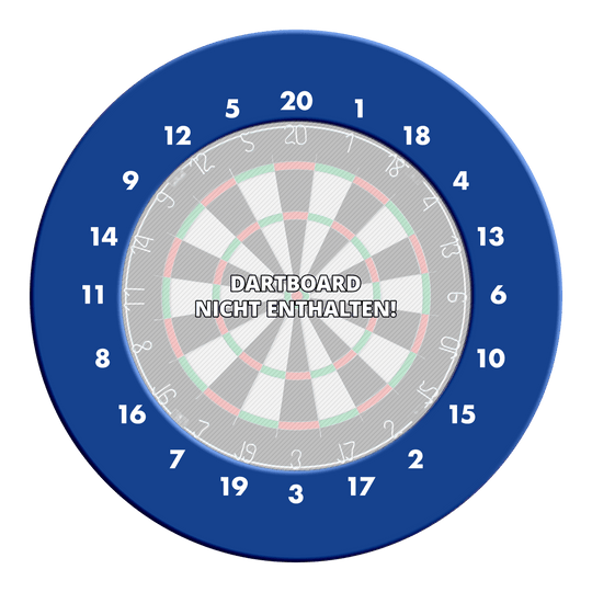 Obložení terče s HD čísly - vlastní barvy Das Bild zeigt ein blaues HD-Zahlen Dartboard-Surround ohne Logo. Das Produkt ist rund und dient dem Schutz der Wand beim Dartspiel.