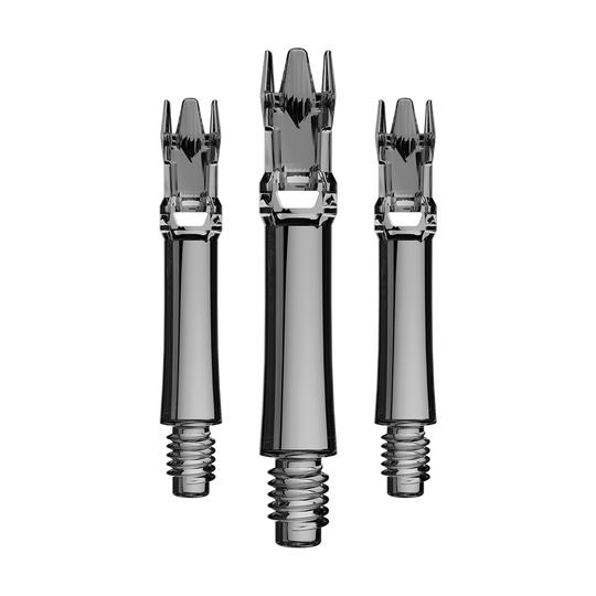 Náhradní hřídele L-Style L-System - čiré černé Abgebildet ist ein Set von schwarzen transparenten Ersatzshafts. Die Shafts sind ordentlich zusammengesetzt.