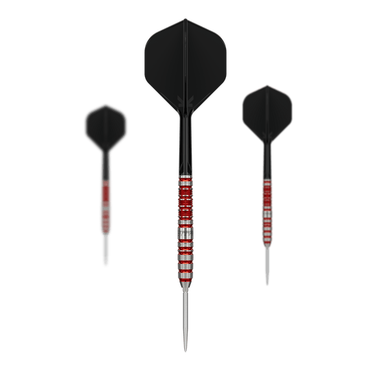 Ocelové šipky Target Japan Black Marque Spinel Swiss Point - 23g Hier sieht man das Set der Target Japan Black Marque Spinel Swiss Point Steeldarts - 23g. Das Set besteht aus mehreren hochwertigen Pfeilen für das Dartspiel.
