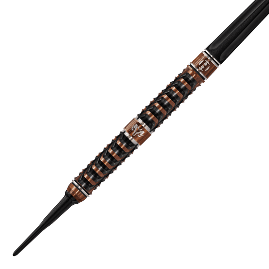 Měkké šipky Harrows Tungsten Trinity Zu sehen sind die Harrows Wolfram Trinity Softdarts. Das Bild stellt die Details und Form der Softdarts dar.