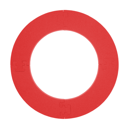 DBSrot2020_McDart_Catchring_Premium_Made_in_Germany_Edition_2020_Rot_2 Das Bild zeigt einen roten Auffangring für Dartpfeile, den "McDart Catchring Premium Rot - Made in Germany Edition". Der Ring besteht aus vier zusammensetzbaren Teilen und dient zum Schutz der Wand rund um die Dartscheibe.