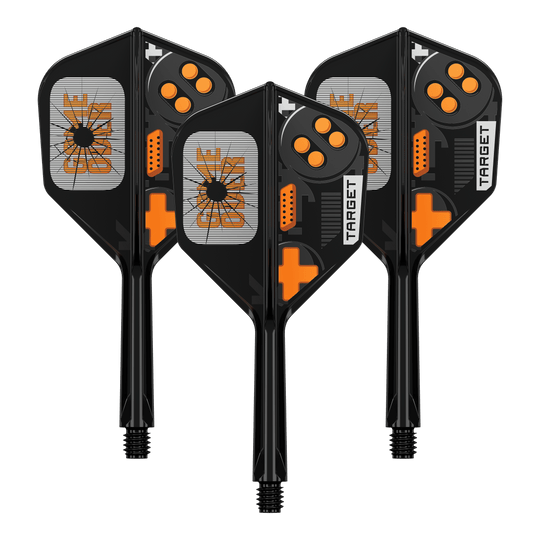 Letky Target K-Flex Game Over č. 6 Das Bild zeigt ein Set von Dart Flights. Es handelt sich um das Modell 410577 Target K-Flex GameOver No6 Flights 26mm 1Set.