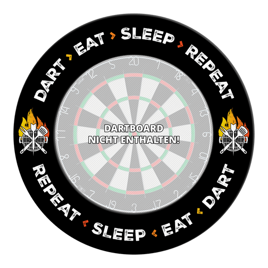 Obklopující terč McDart - Dart Eat Sleep Repeat Auf dem Bild sieht man das Produkt MSF-I1_McDart_Dartboard_Surround_Dart_Eat_Sleep_Repeat_Schwarz_3. Es vermittelt einen Eindruck vom Aussehen des Produkts.