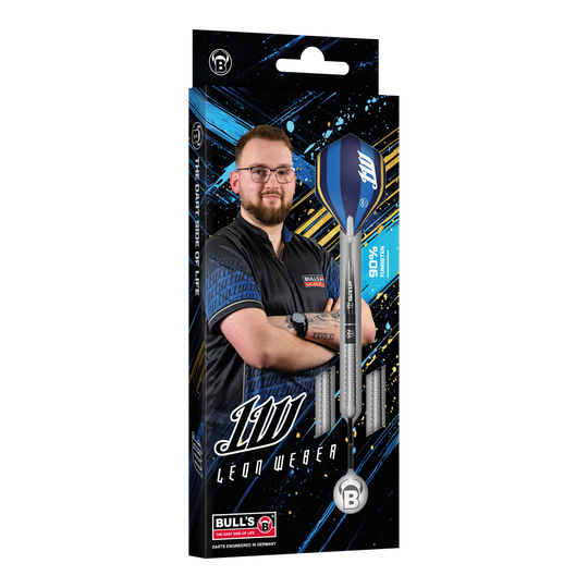 Abgebildet sind die Bulls Leon Weber Steeldarts. Sie überzeugen durch ihr spezielles Design und ihre Qualität.
