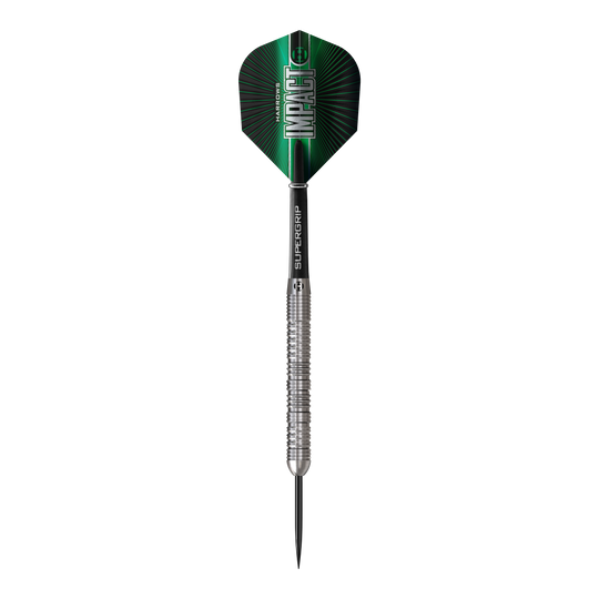 Ocelové šipky Harrows Impact Das Bild zeigt Harrows Impact Steeldarts. Die Darts sind modern gestaltet und für Steeldart-Wettkämpfe geeignet.