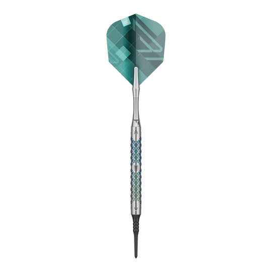 Target Rove 10 měkkých šipek Ein einzelner Target Rove 10 Softdart ist im Bild zu sehen. Die Oberfläche und Konturen sind gut zu erkennen.