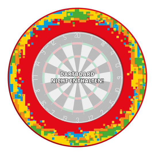 Bild des Produkts mit dem Dateinamen MSF-H5_McDart_Pixel_Dartboard_Surround_Rot_3. Es ist auf einem weißen Hintergrund dargestellt.