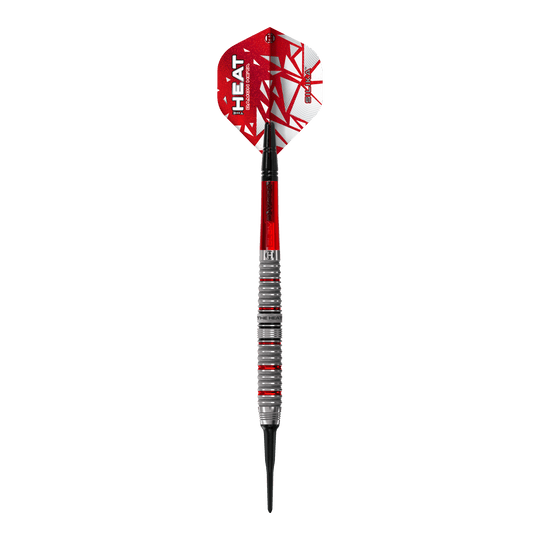 Abgebildet sind die Harrows Damon Heta Series 4 Softdarts. Diese Softdarts bieten eine gute Balance und Präzision.