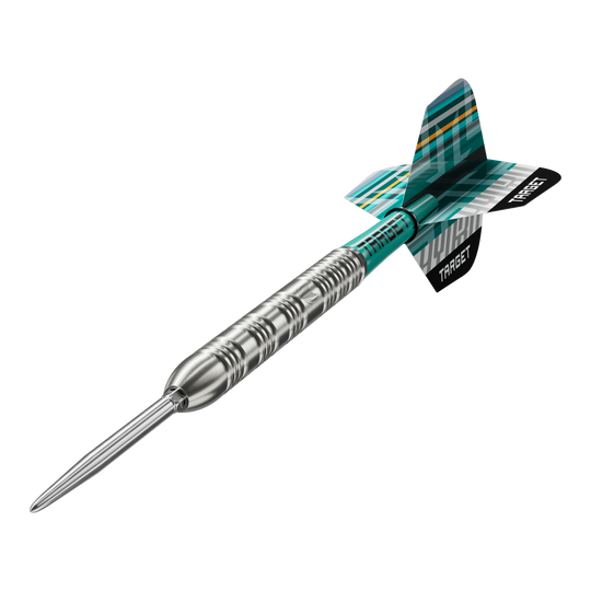 Das Bild zeigt die Target Hydro 02 Swiss Point Steeldarts. Die Steeldarts sind deutlich und detailreich abgebildet.