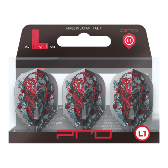 L-Style Ryan Searle Signature V4 Clear Black L1PRO Flights werden gezeigt. Die schwarzen Flights unterstreichen das moderne Design.