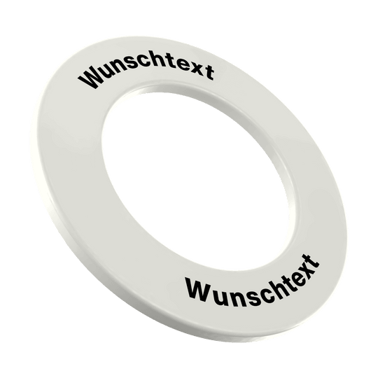 Bilddatei mit dem Namen MC-2044_Dartboard_Surround_mit_Wunschdruck_Wei_Text_3. Es handelt sich wahrscheinlich um ein Dartboard Surround mit personalisiertem Text.
