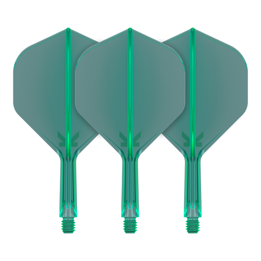 Standardní letový systém Target K-Flex No2 - zelený Abgebildet ist ein Produkt mit dem Namen 410031_Target_K-Flex_No2_Standard_Flights_Grn_19mm_2. Es handelt sich vermutlich um grüne Standard-Flights für Darts.