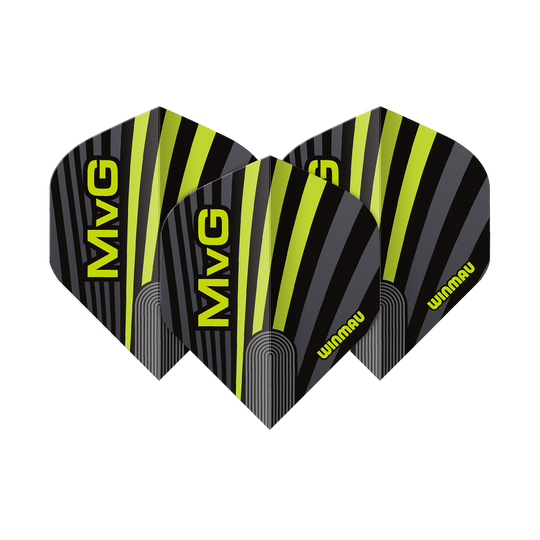 Letky Winmau Prism Delta MvG šedozelené č. 2 Standardní Abgebildet sind die Winmau Prism Delta MvG Grey Green No2 Standard Flights. Diese Dart-Flights haben ein graues und grünes Design.