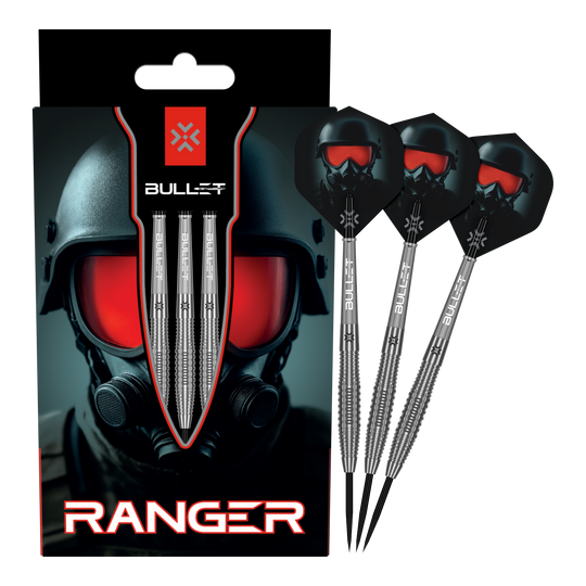 Ocelové šipky Bullet Ranger Auf dem Bild ist das vollständige Set der Bullet Ranger Steeldarts zu sehen. Die Steeldarts werden für Präzisionswürfe verwendet.